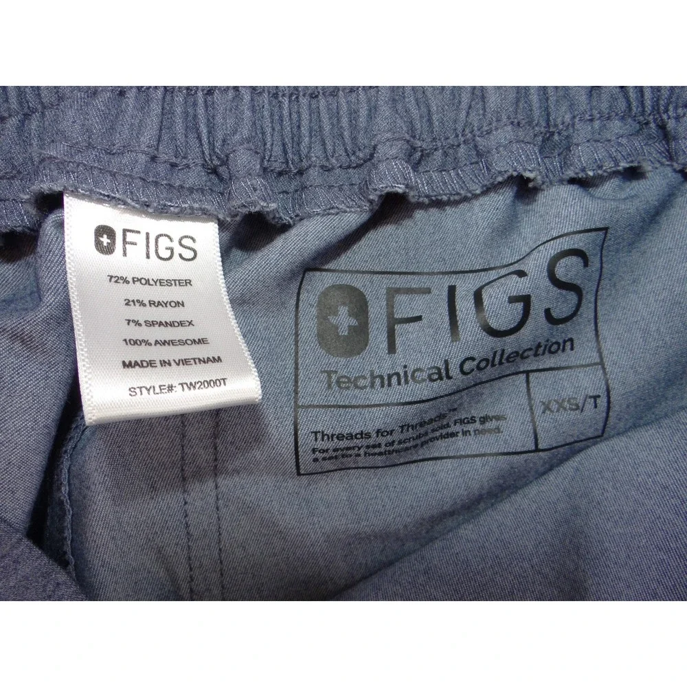 FIGS Technical Collection Heather Blue Cargo Scrub Pants TW2000T XXS Tall Mens